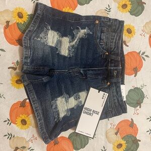 Almost Famous Dark Blue Distressed Shorts